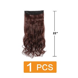prinfantasy Hair Pieces Fiber Line Metal buckle Adjustable Seamless Wavy Hairpiece Heat Resistant Fiber Curly Hair Extension Red Brown 22 Inches Hair Extension,MW234