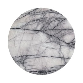 StonePlus Natural Round Marble Tray Glossy Pastry Board for Dessert, Cheese, Coffee, Smooth on Both Sides (Black Purple)