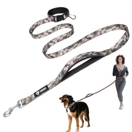 TSPRO Hands-Free Dog Lead for Medium to Large Dogs, Adjustable and Durable, with Soft Padded Handle and Metal Buckle (Military Green 25)