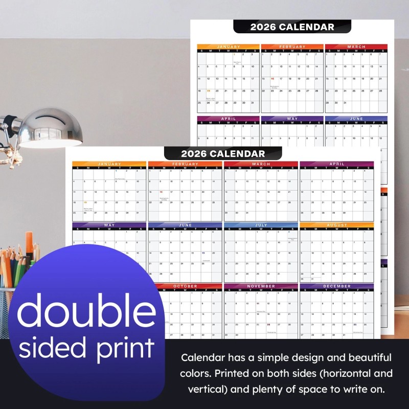 S Superfine Printing 2026 Full Desk Calendar, 12 Month Planner,