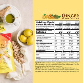 Prince of Peace Instant Ginger Honey Crystals in Assorted Flavors, Turmeric, Lemon, and Matcha, 30 Sachets – Instant Hot or Cold Beverage that Soothes Throat – Easy to Brew – Tea Drink – Gluten Free –