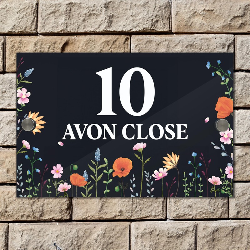 Badgemaster Modern Anthracite House Number Sign Plaque Stainless Steel Standoffs
