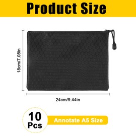Pack of 10 Wallet, Banking Bag, Money Folder, Waterproof Document Bag, A5 Money Storage, Small Bag with Zip, Money Organiser for Cash Bag for Travel Documents, Black