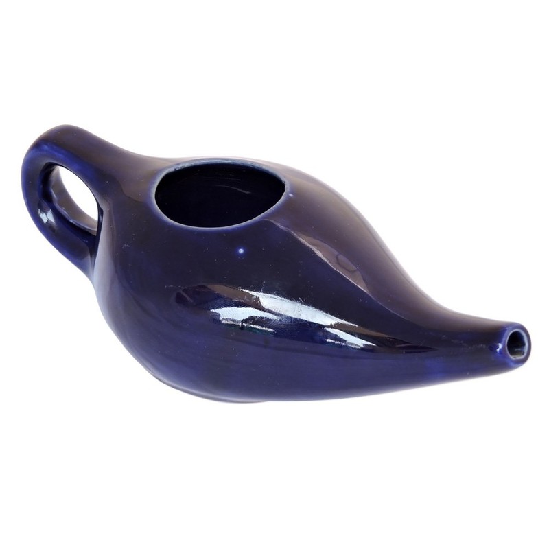 Ancient Impex Ceramic Neti Pot (270 ML Capacity) with 5