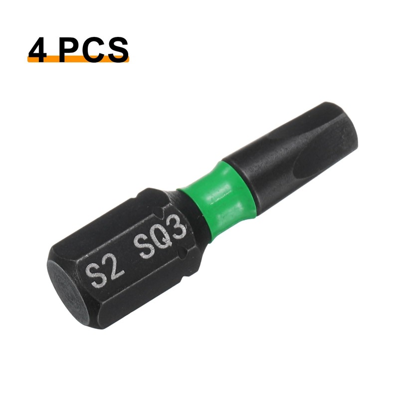 sourcing map 4pcs SQ3 Square Screwdriver Bit 1/4" Hex Shank