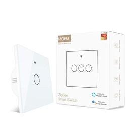 MOES Smart Switch, Requires Tuya ZigBee Hub, No Neutral Conductor Required, No Capacitor, Compatible with Smart Life Tuya App Alexa Google Home, 1 Gang, White