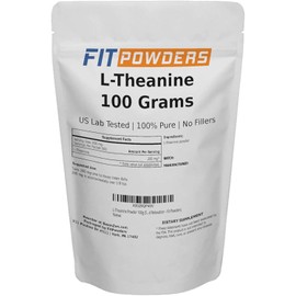 L-Theanine Powder 100g (500 Day Supply) 100% Pure, Non-GMO, Gluten Free, Mood and Cognitive Supplement, Stress Relief and Relaxation, Scoop Included - FitPowders