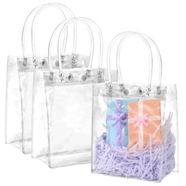 BadenBach 21 PCS Mini Clear Gift Bags with Handles,5.1" x 5.9" x 2.8",Tiny Plastic Clear Gift Bags Small Clear Goodie Bags Clear Party Favor Bags for Wedding Birthday Baby Shower Valentine's Day
