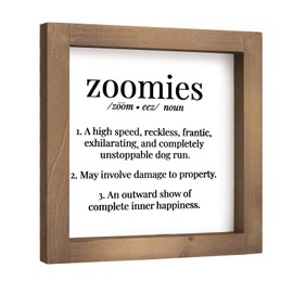 pechpell Wooden Zoomies Sign, 6 Inch Funny Dog Themed Decor for Dog Lover Gifts, Indoor Desk Table Wall Art Shelf Tiered Tray Bathroom Bedroom Rustic Farmhouse Decorations for Home