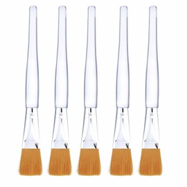 Facial Mask Brush Makeup Brushes Cosmetic Tools with Clear Plastic Handle, 5 Pack (Silver)