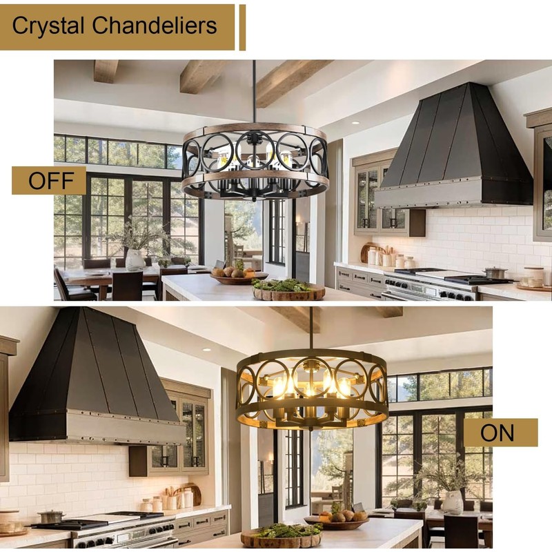 SHIANDAR Light Fixture Ceiling Mount Kitchen 4 Light Semi Flush