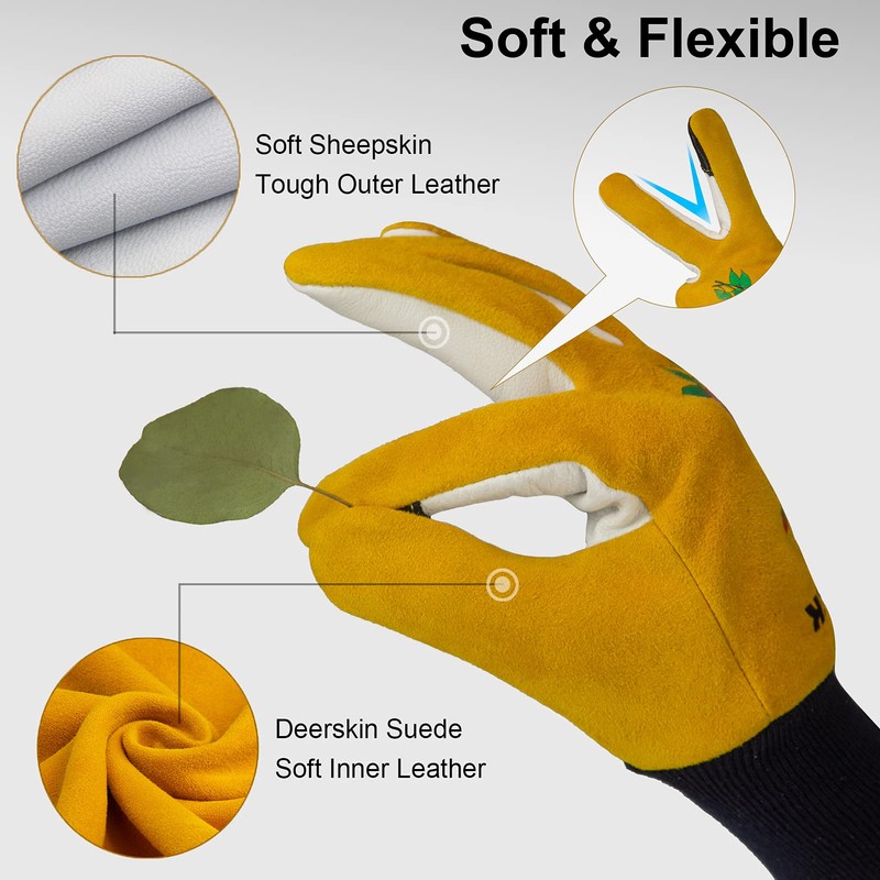 Cactus Gloves Soft Deerskin Women Gardening Glove Thorn Proof for