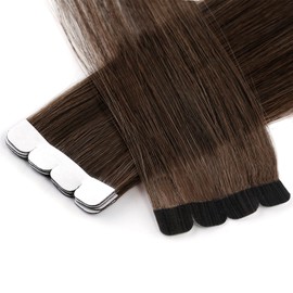Paruks Human Hair Tape-in Extensions, Wig, Short Hair, Set of 10, 2#, 11.8 in (30 cm), Dark Brown