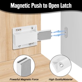 Magnetic Cabinet Latch Push to Open Cabinet Hardware Push Release Door Catch Magnetic Latches for Drawer Wardrobe Kitchen Door (4 Pack)