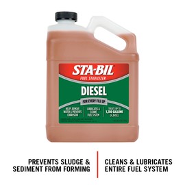 STA-BIL (22255) Diesel Fuel Stabilizer And Performance Improver - Keeps Diesel Fuel Fresh For Up To 12 Months - Lubricates And Cleans The Fuel System - Treats 1,280 Gallons, 1 Gallon, 128 Fl. oz. , Orange