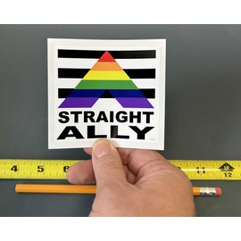 Gear Tatz - Straight Ally, Gay Pride - Bumper Sticker - 3.5 x 3.5 inch - Professionally Made in USA - Vinyl Decal
