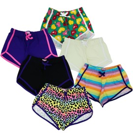 MISS POPULAR Girls 6 Pack Dolphin Shorts Cute Designs Comfy Cotton| Sizes 7/8-14/16 (14/16, Combo C)