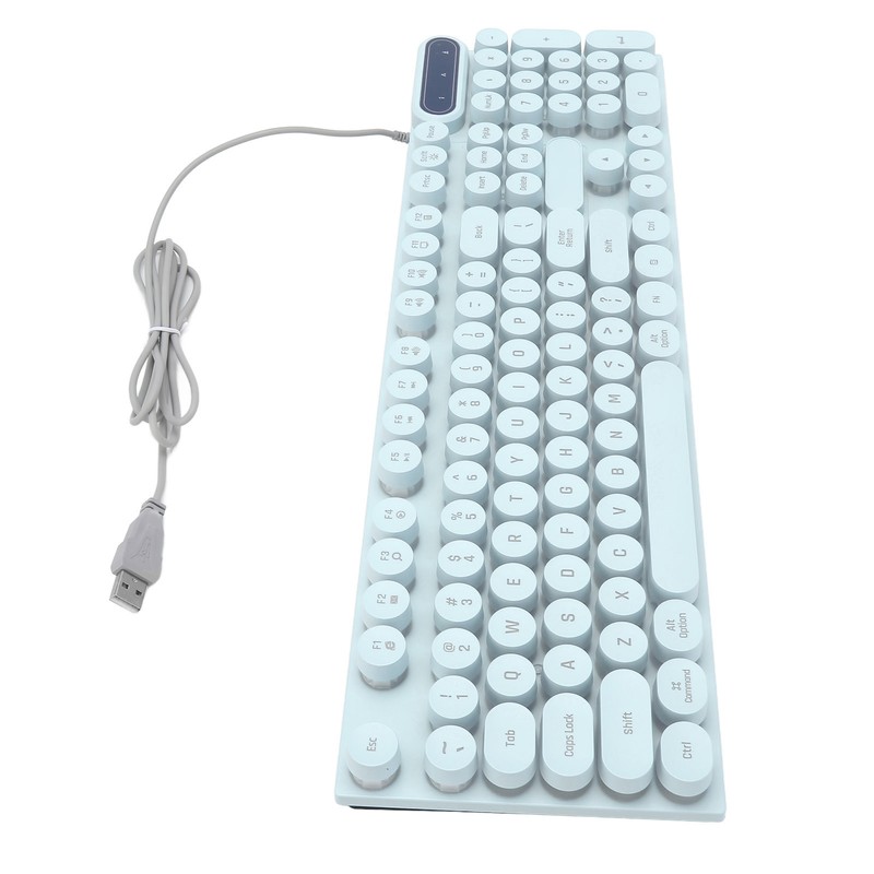 Gaming Keyboard USB Round 104 Keycaps Backlit Ergonomic Fodable Feet