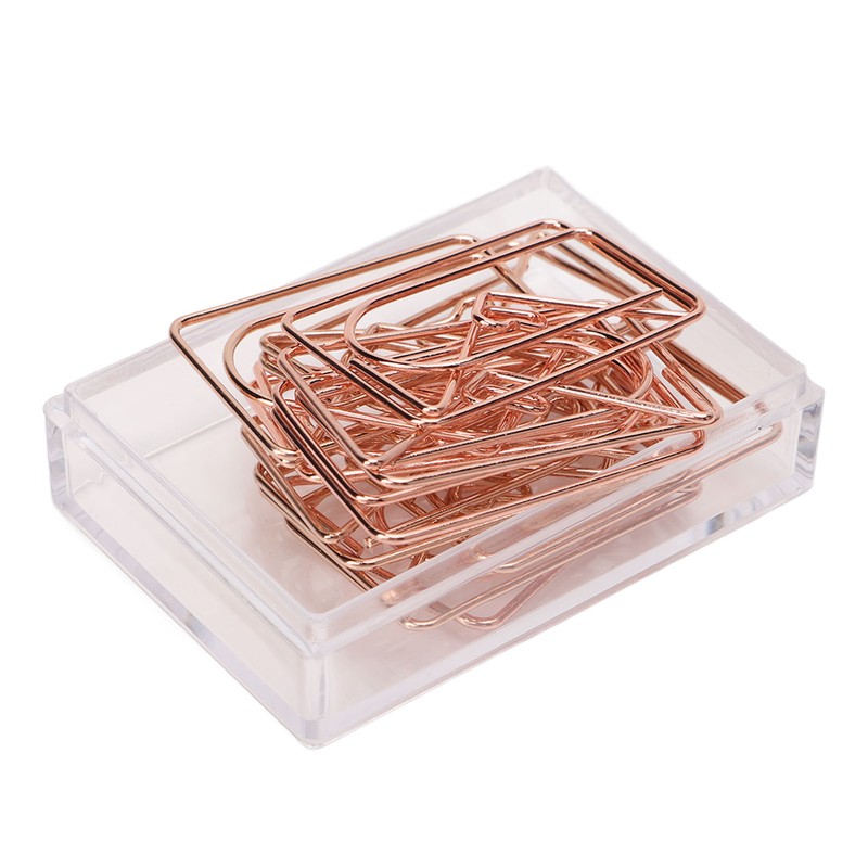 100PCS Paper Clips Portable Mini Cute Shape Electroplated Rose Gold