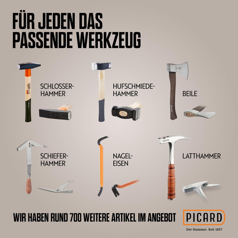 Picard 0001202-0500 Hand-/Rivetting Hammer SecuTec 500g, Brown/Black