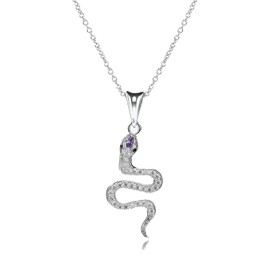 S Snake Necklace Dainty Pendant,Snake Jewelry with Cubic Zirconia,Layered Snake Choker,Punk Animal Necklace Cool Wedding High Jewelry Party Gifts for Women Teen Friends (Silver-Eye Black)