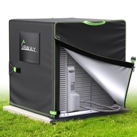 UIRWAY Outdoor AC Covers Winter, Central Air Conditioner Cover for Outside Units, Heavy Duty 420D Waterproof Patio Lawn Air Cooler Protection Cover with Air Vents Fits Up to 32''W x 32''D x 36''H