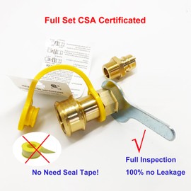 GRILLJOB 3/4" Male Solid Brass Dual Fuel Generator Natural Propane Hose Quick Connect Disconnect Fittings Convert for Pipe Natural Gas Supply for Generators