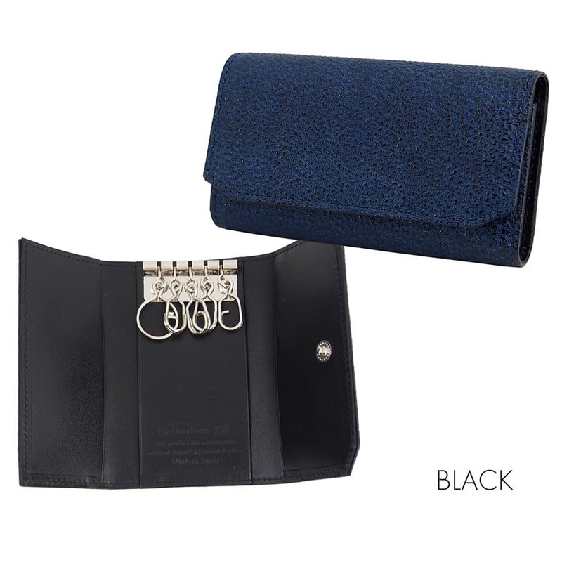 Leathertone 4TL0024 Key Case, Made in Japan, Black Pier Leather