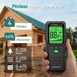 RDINSCOS Pinless Moisture Meter for Walls Non-Destructive Damp Meter with LCD Display Damp Detector for Building Materials, Floors, Firewood, Caravan Use