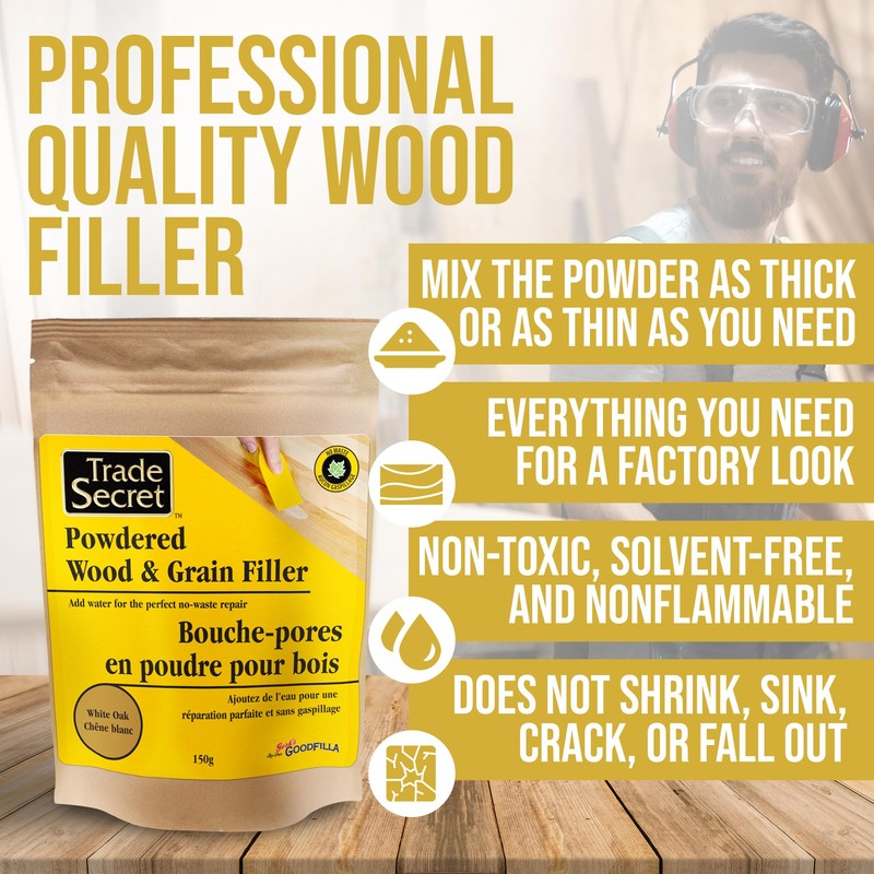 Trade Secret Powdered Wood & Grain Filler, White Oak, 150g,