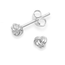 Sterling Silver Wool knot Earrings - TINY wool Knot Stud Earrings Silver - SIZE: 3mm 5196. MUCH SMALLER THAN SHOWN! Gift Boxed 5196