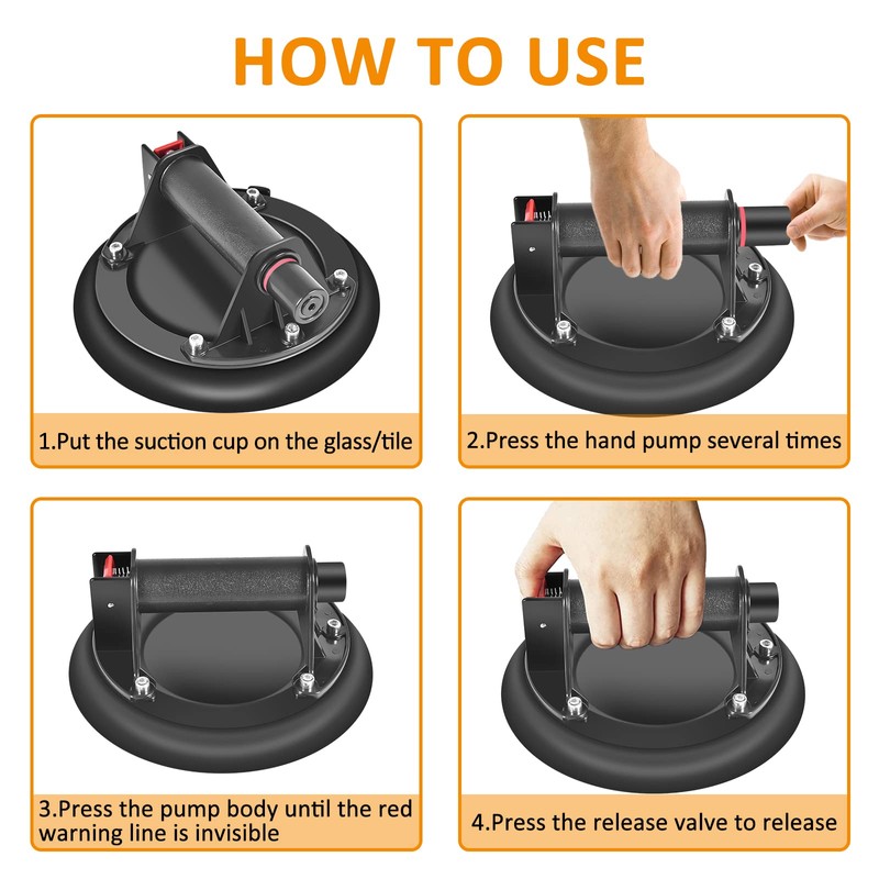 MENGXIANG 2Pack Vacuum Suction Cups Heavy Duty Hand-held Glass Lifter