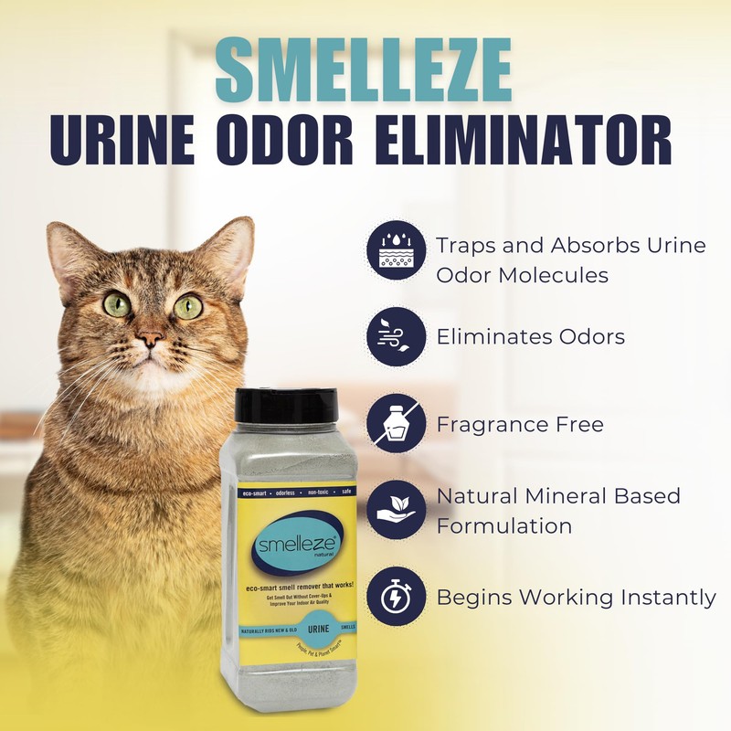 SMELLEZE Natural Urine Odor Removal Deodorizer: 2 lb. Powder Stops
