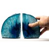 DesertUSA Agate Bookends with Bonus Minerals (6-8 lb, Teal)