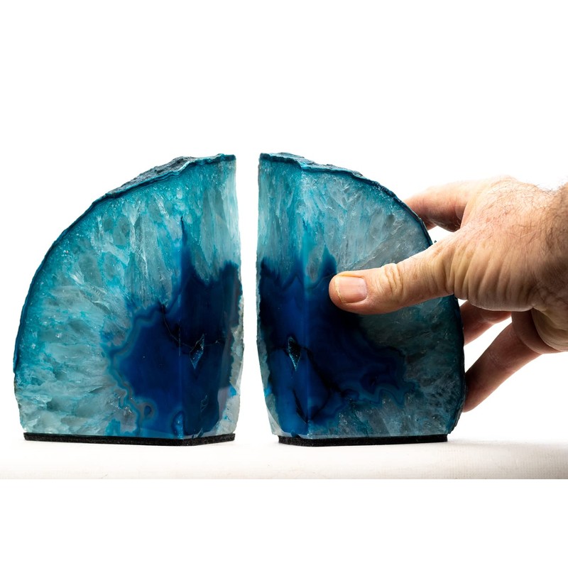 DesertUSA Agate Bookends with Bonus Minerals (6-8 lb, Teal)
