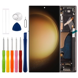 [Supports Fingerprints] Duotipa New OLED Display for Galaxy S23 Ultra SM-S918U, S918W, G998A (Only for US Version) Touch Screen Digitizer Assembly Replacement with Technical Repair Tools Kit-Black