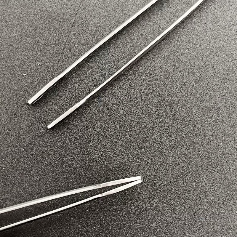 JZK Stainless Steel Flat Head Tweezers, 2Pcs for Philately, Crafting,