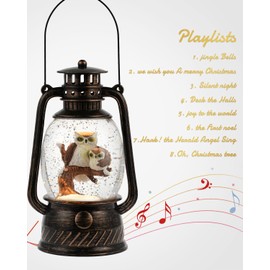 Snow Globe Christmas Decorations - Musical Christmas Snow Globes with 6H Timer,Owls Family Scene Snow Globes Lantern USB or Battery Powered,Christmas Decorations Decor for Home