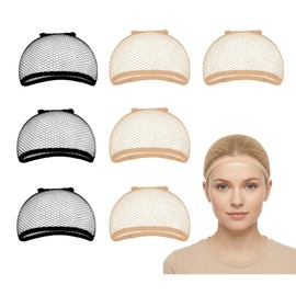 Pack of 6 Hair Net for Wigs, Wig Net Women's Cosplay Costume Accessories Black Adult Wig Net Non-Slip Wig Wig Net