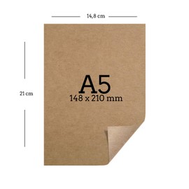 50 Sheets of Kraft Paper A5 Set - 260 g - 14.8 x 21 cm - DIN Format - Craft Paper & Natural Cardboard Sheets Made of Kraft Cardboard for Printing, Cardboard Paper Crafts for Vintage Wedding Gifts