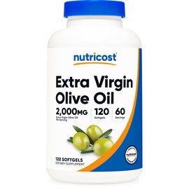 Nutricost Extra Virgin Olive Oil Supplement (2,000mg) 120 Softgels - Gluten-Free, GMO-Free, 60 Servings