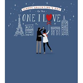 UK Greetings One I Love Valentines Day Card For Him/Her With Envelope - Paris Couple Design