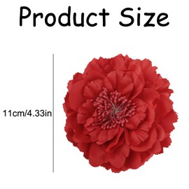 Luckious Vintage Flower Hair Clips, Red Flower Hair Accessories, Artificial Peony Flower Hair Clips Headdress Flower Brooch Hair Clips Suitable for Women Beach Wedding Bridesmaids