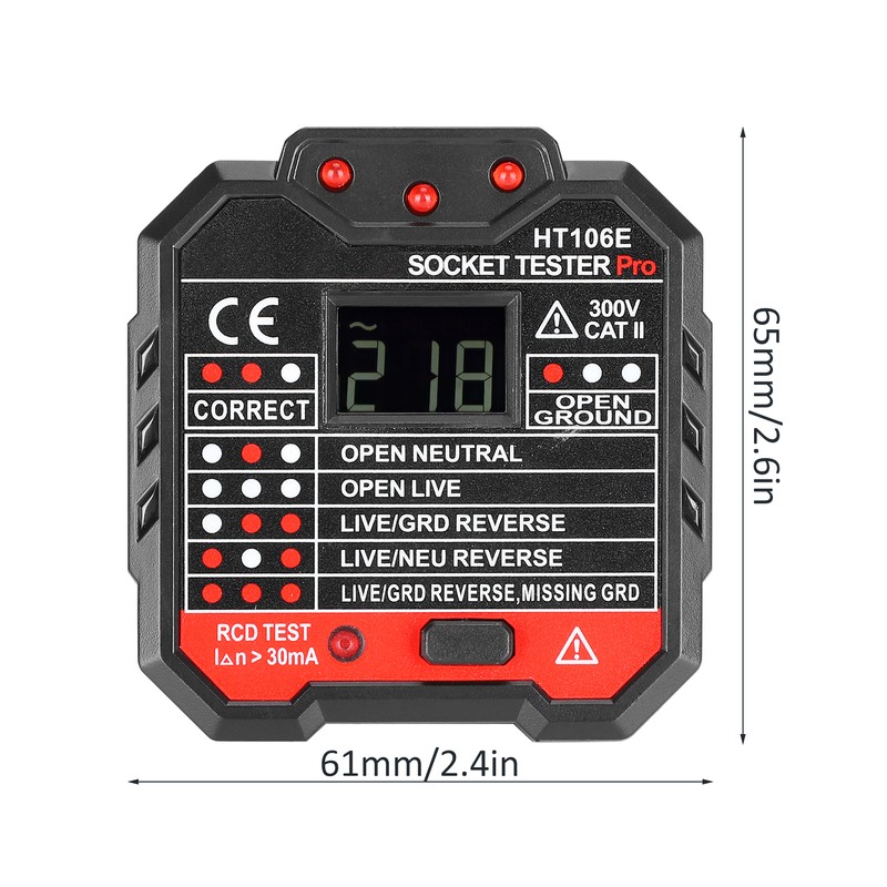 Socket Tester Digital Display Office Leakage Test Portable Plug Detector