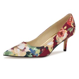 Nine West Women's Arlene Pump, Dark Red Fall Floral Multi 600, 7.5