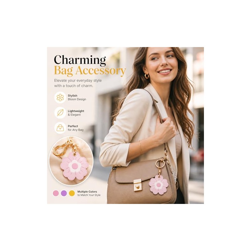 Floral Leather Keychain Holder for AirTag - 4 Pack