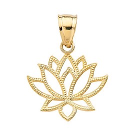 10k Yellow Gold Open Design Lotus Flower Pendant