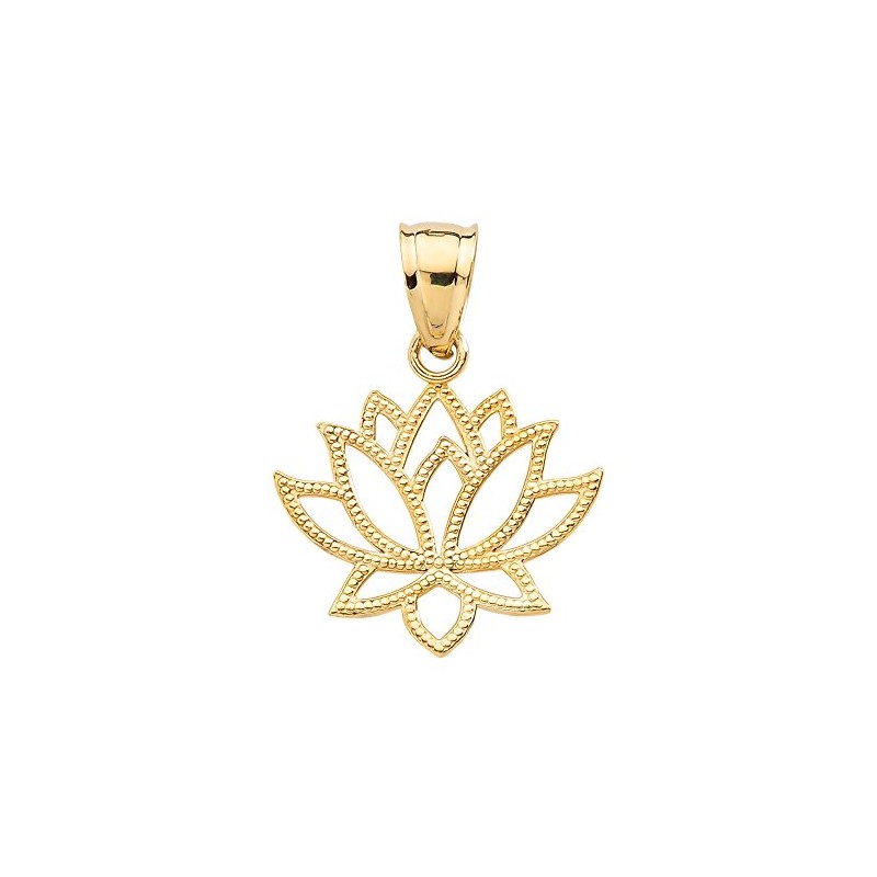 10k Yellow Gold Open Design Lotus Flower Pendant
