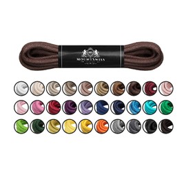 Mount Swiss© Luxury Waxed Round Shoelaces for Business Shoes, Suit Shoes and Leather Shoes - Diameter 2 - 3 mm, Length 45 - 120 cm, 60 cm