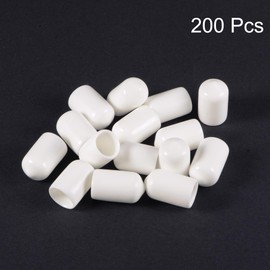 uxcell 200pcs Round Rubber End Caps 9mm White Vinyl Cover Screw Thread Protectors
